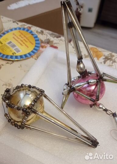 Елочные игрушки монтажные, стеклярус