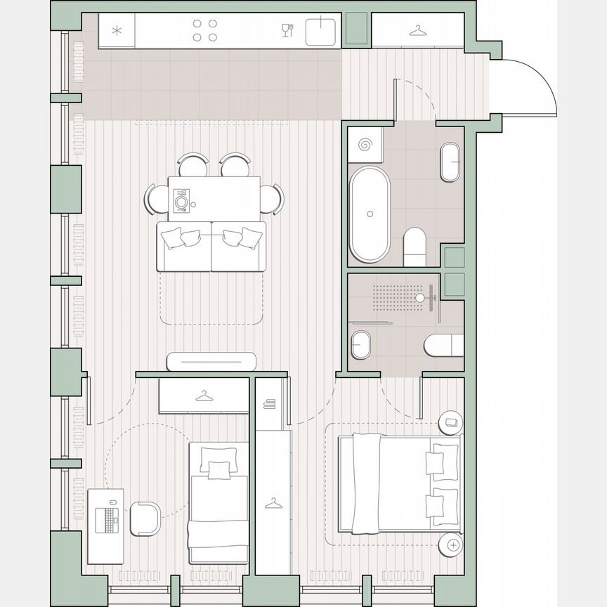 2-к. квартира, 58 м², 8/13 эт.