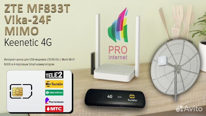 Роутер keenetic 4G ZTE MF833T Vika-24F mimo