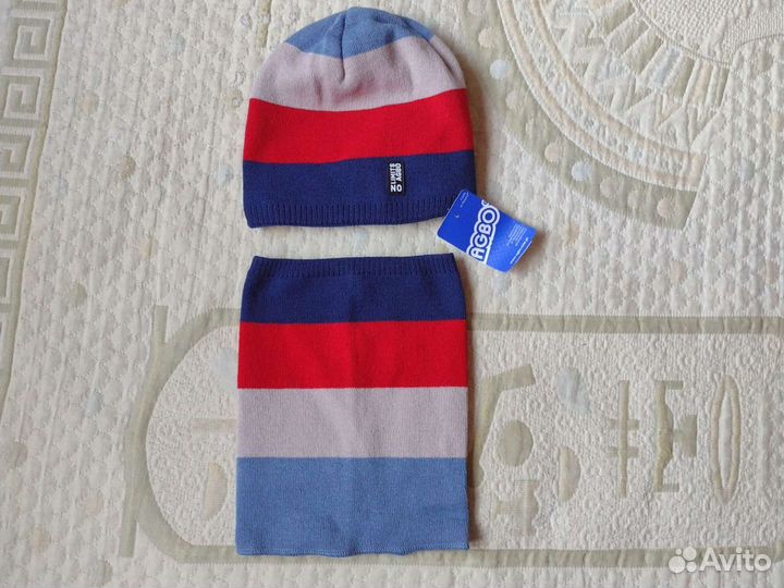 Новая демисезон шапка снуд 52-54 Agbo красная маль