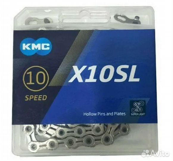 Цепь KMC X10 X10EL X10SL DLC DLC10 Gold Black 10ск