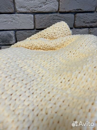 Детский плед вязаный плюшевый