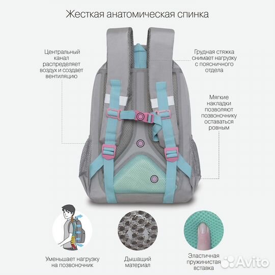 Рюкзак (ранец) дошкольный Grizzly RG-360-7 серый