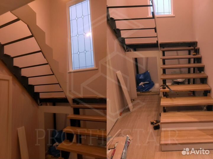 Лестница с ограждением из стальных балясин