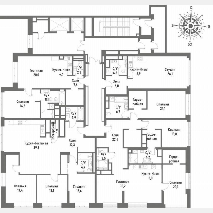 3-к. квартира, 135,5 м², 12/20 эт.