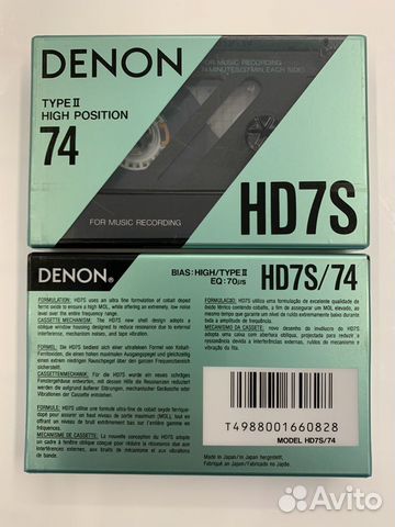Аудиокассеты Denon HD7S 74. Japan. 1990 год