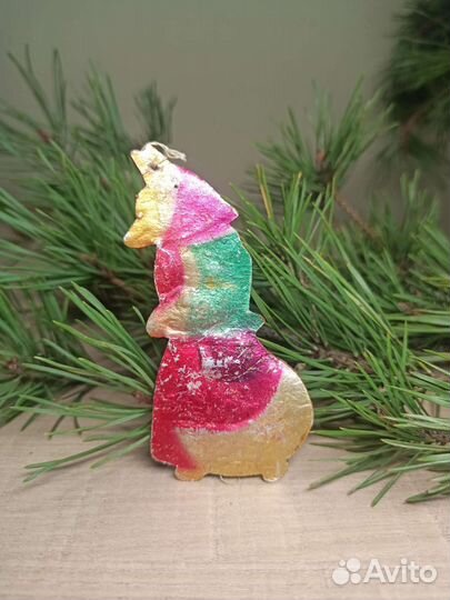 Редкая Ёлочная Игрушка Лиса Картонаж СССР