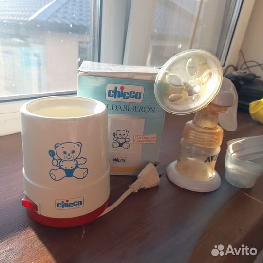 Подогреватель для бутылочек chicco + молокоотсос