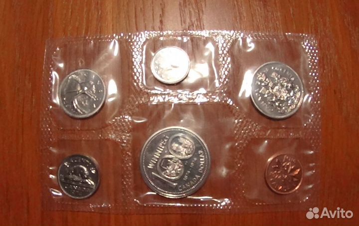 Набор 6 монет Канада 1974 + 1шт доллар 1974серебро