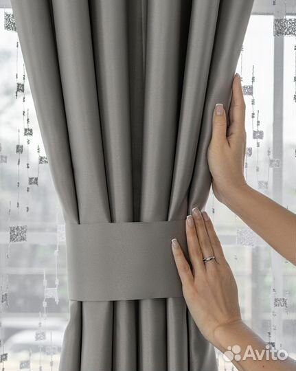 Комплект шторы и тюль Адора хром+Мона