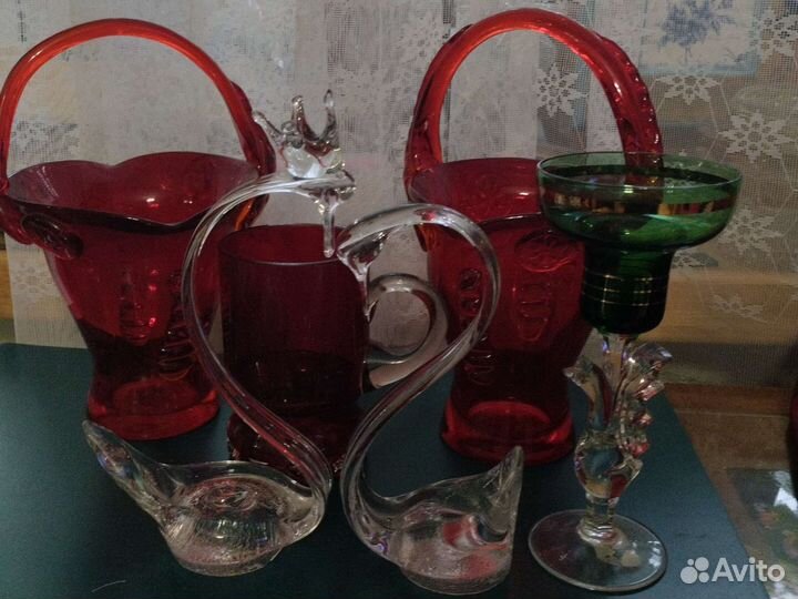 Конфетницы рубиновое цветное стекло СССР