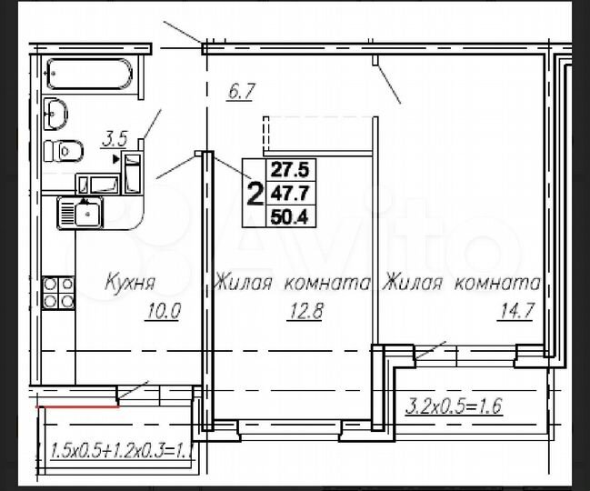 2-к. квартира, 50 м², 16/24 эт.