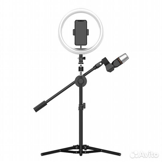 Лампа кольцевая 33см +тренога 2м + штанга для мик