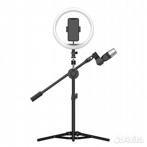 Лампа кольцевая 33см +тренога 2м + штанга для мик