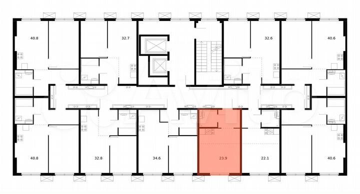 Квартира-студия, 23,9 м², 12/17 эт.