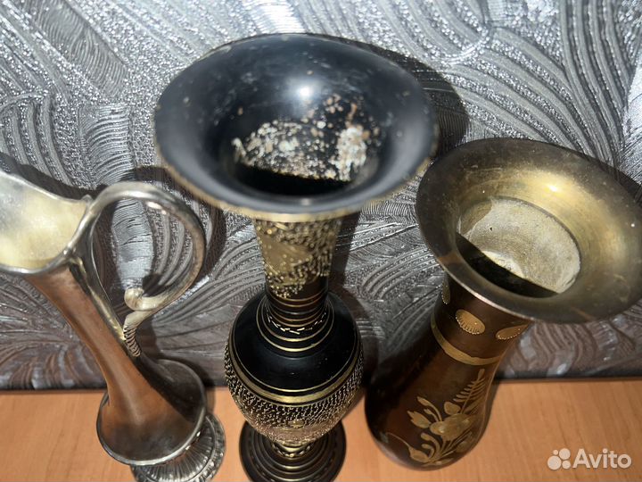 Индийские винтажные вазы, металл, латунь