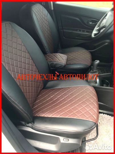 Чехлы Автопилот LADA Xray из экокожи чёрно-шоколад