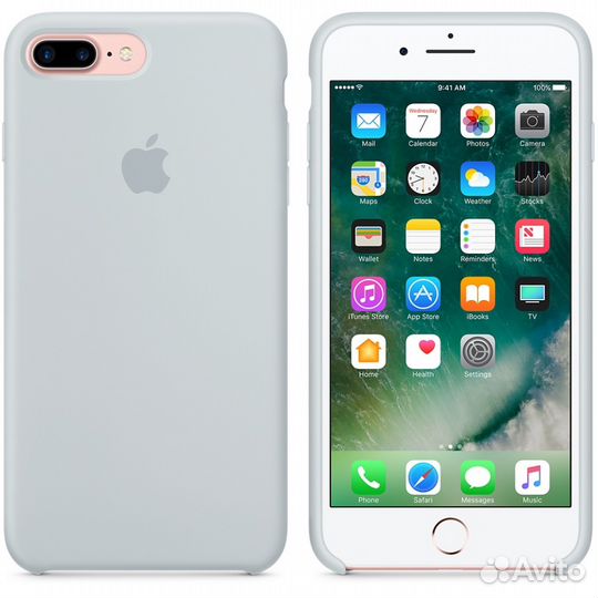 Чехол силиконовый iPhone 8/7 Plus, дымчато-голубой