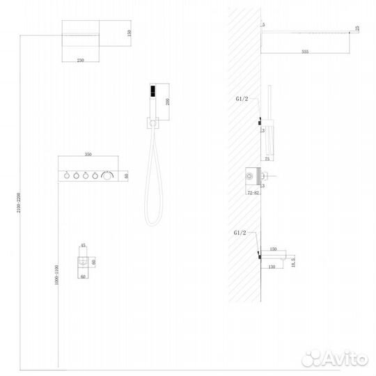 Душевая система Abber Rund AF8753 хром