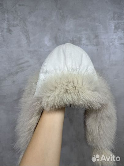 Шапка ушанка из песца женская