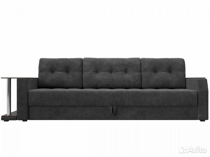 Диван прямой Атлантида стол слева, велюр, brut 16 темно-серый