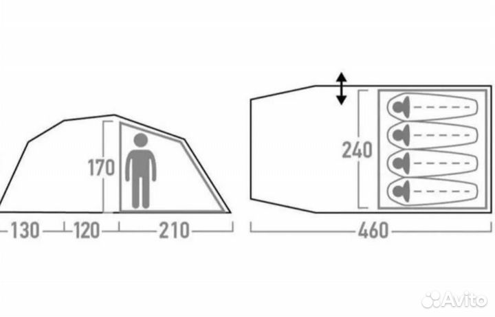 Палатка кемпинговая 4 местная Outventure Ottawa 4