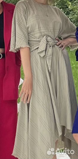 Платье zara лен с ассимитричным краем