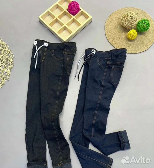 Джинсовые лосины теплые