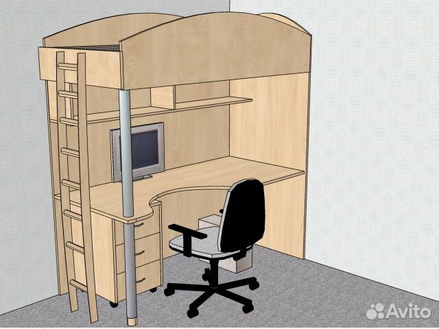 Двухъярусная кровать со столом