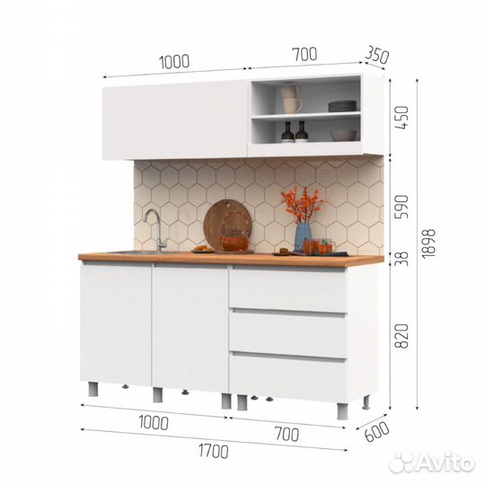 Цена за всю кухню. Кухня Хелен 1,7м белая