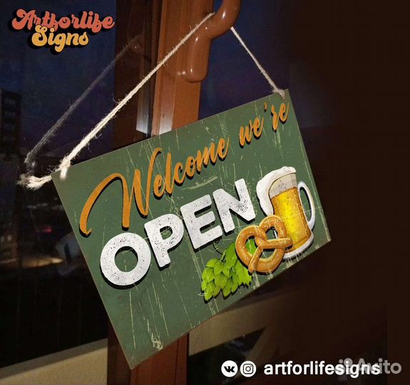 Табличка на дверь open / closed, открыто / закрыто