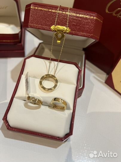 Серьги + подвеска Cartier Love 585 пробы