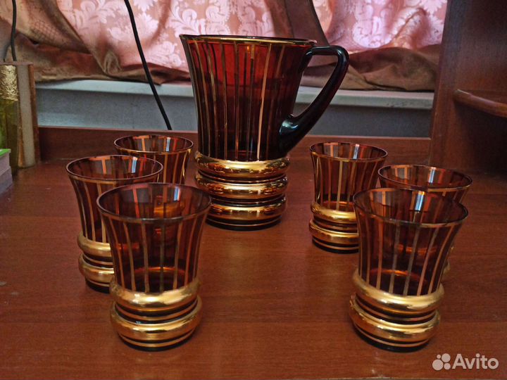 Кувшин и 6 стаканов. Богемия