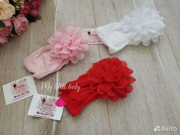 Повязка на голову для девочки большой цветок новая