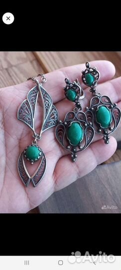 Серьги с малахитом