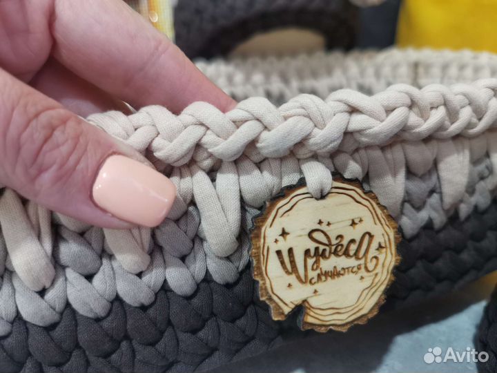 Набор вязаных корзин в кофейно-шоколадных оттенках