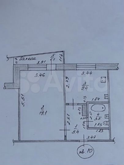 1-к. квартира, 37,4 м², 3/9 эт.