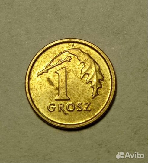 Монета 1 грош 2014 год Польша