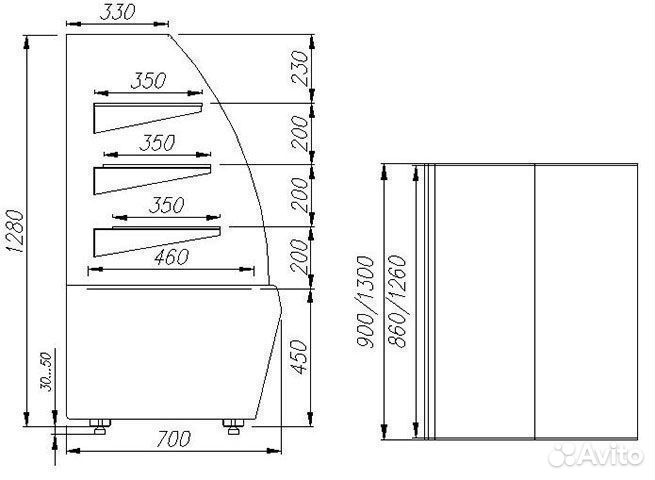 Витрина Carboma K70 VV 0,9-1 standard 90 (130) №17