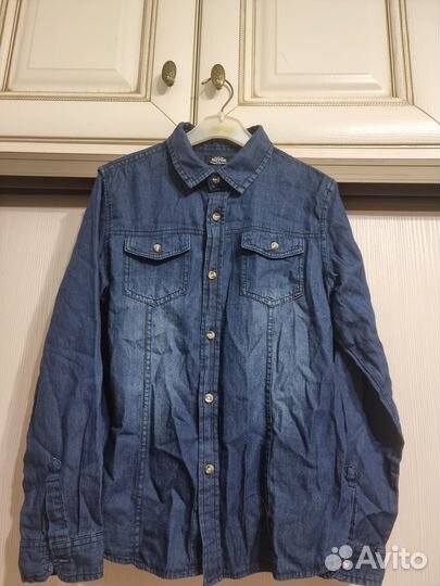 Рубашка Детская Джинсовая 100 хлопок на 6-10лет