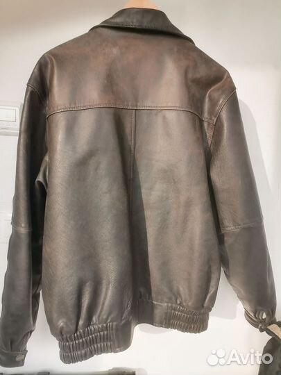 Кожаная куртка мужская 52 54 бу
