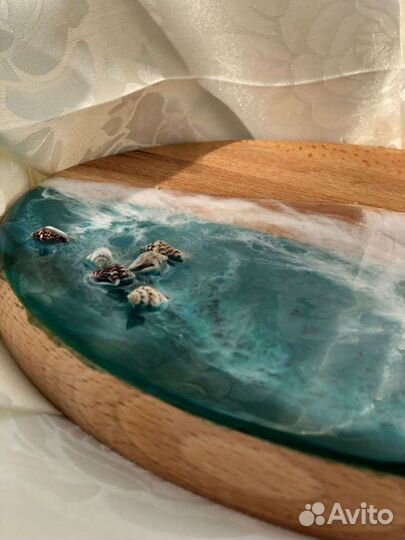 Сервировочная доска, бук, эпоксидная смола