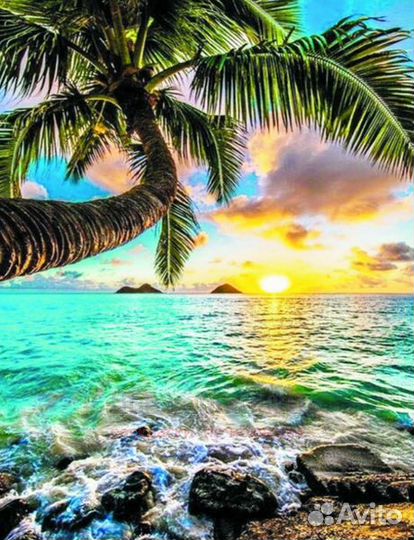 Алмазная мозаика 40x50 Райский пляж