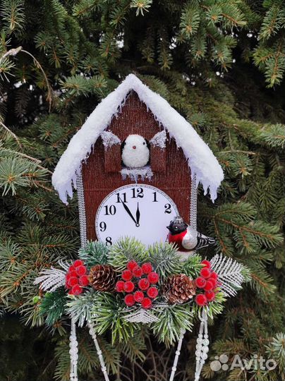 Новогодние часы 28 см. Поделка в садик в школу