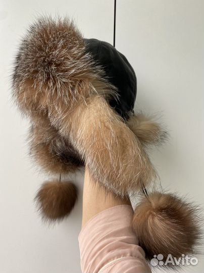 Шапка ушанка мех песец 54-55