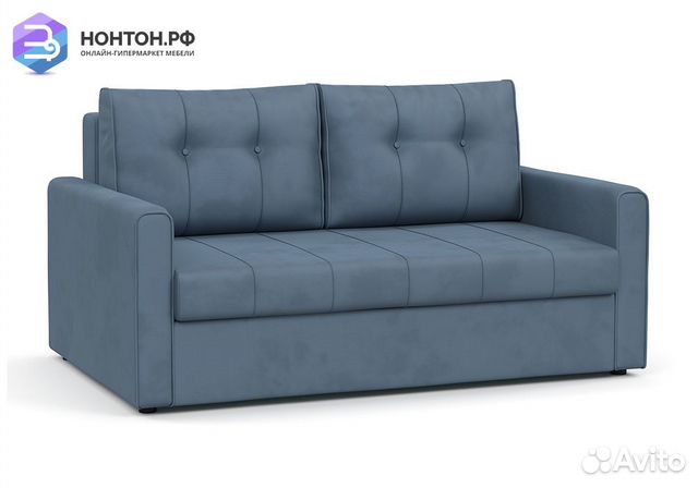 Диван еврокнижка Лео серо-синий