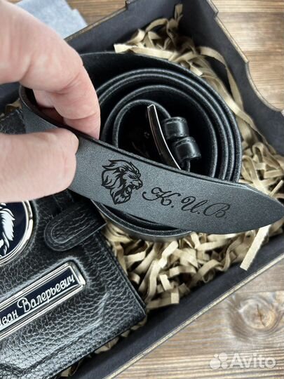 Ремень из натуральной кожи с гравировкой