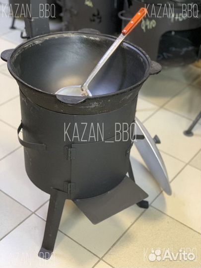 Казан чугунный 12 л + печь с трубой