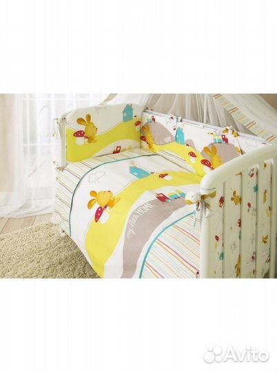 Мягкие бортики в кроватку с комплектом белья