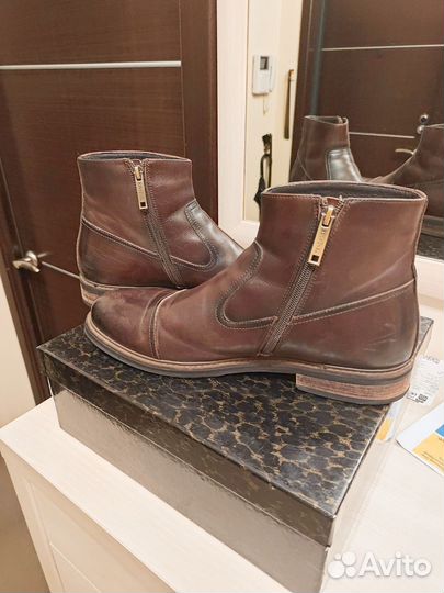 Мужские кожаные зимние ботинки